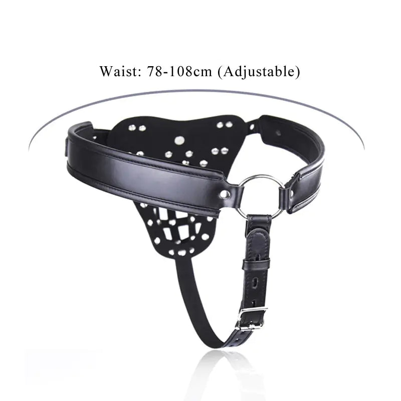 Leather Men's Chastity Belt with Cock Cage, Adult Toy
