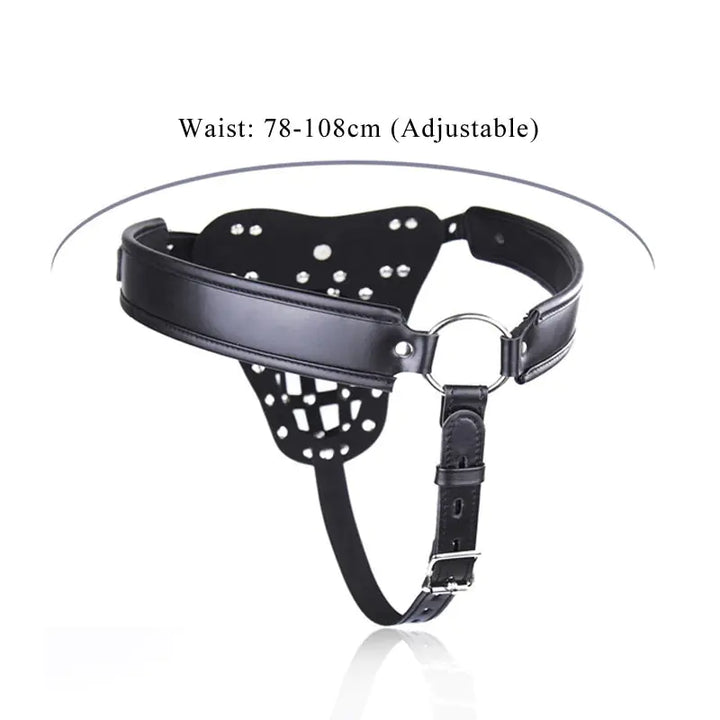 Leather Men's Chastity Belt with Cock Cage, Adult Toy