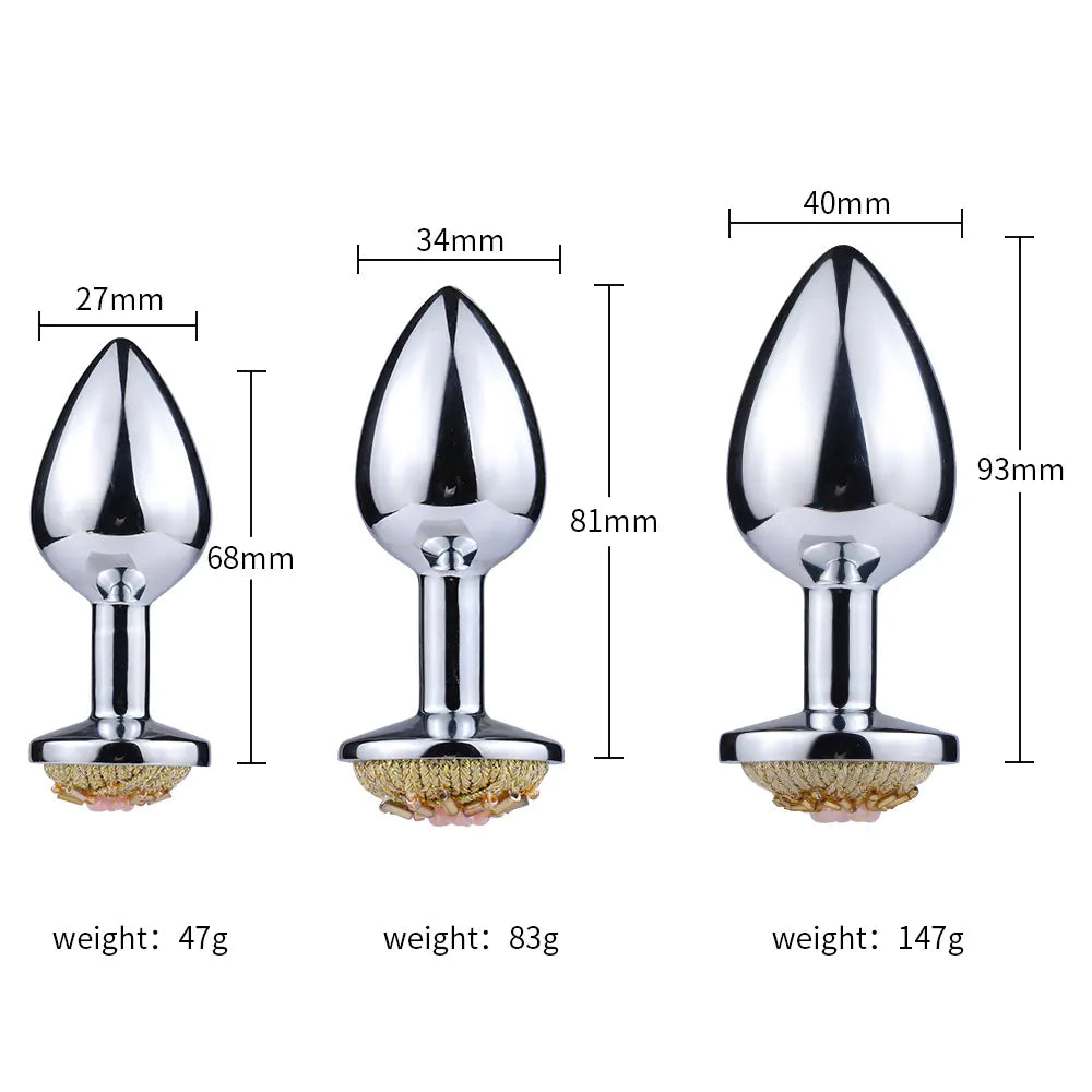 Metal Anal Plug with Gem for Adult Pleasure (Unisex)