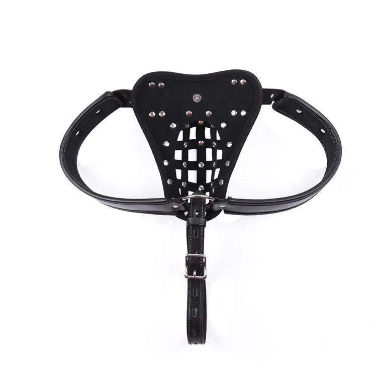 Leather Men's Chastity Belt with Cock Cage, Adult Toy