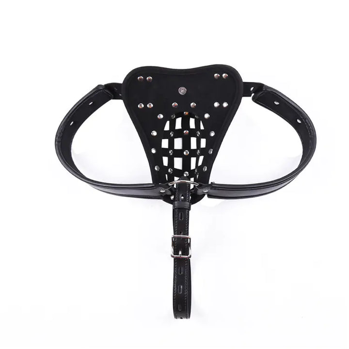 Leather Men's Chastity Belt with Cock Cage, Adult Toy