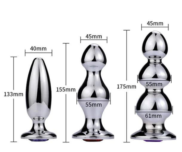 Metal Large Beaded Anal Plug for Adults, Sex Toy