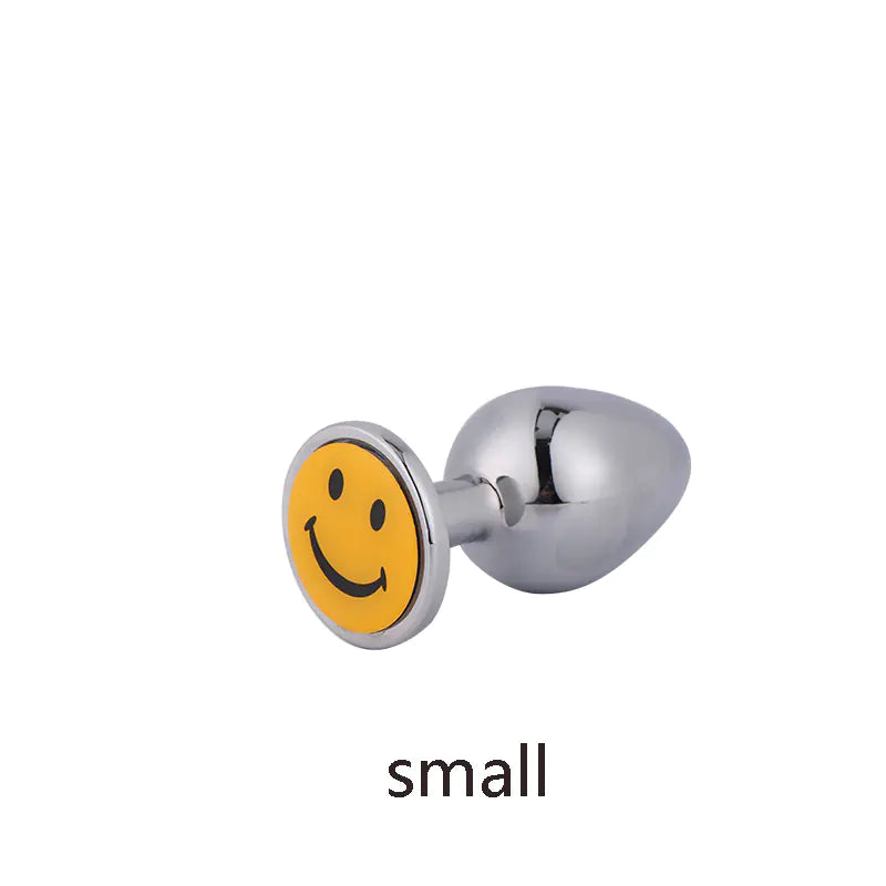 Metallic Smiley Face Anal Plug for Adult Pleasure