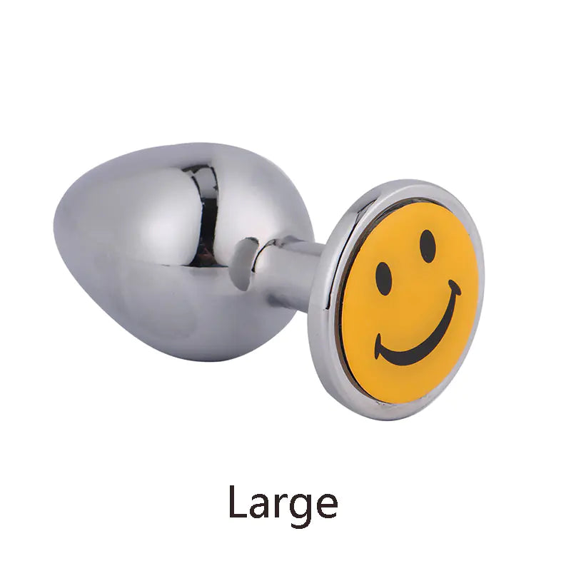 Metallic Smiley Face Anal Plug for Adult Pleasure