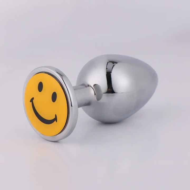 Metallic Smiley Face Anal Plug for Adult Pleasure